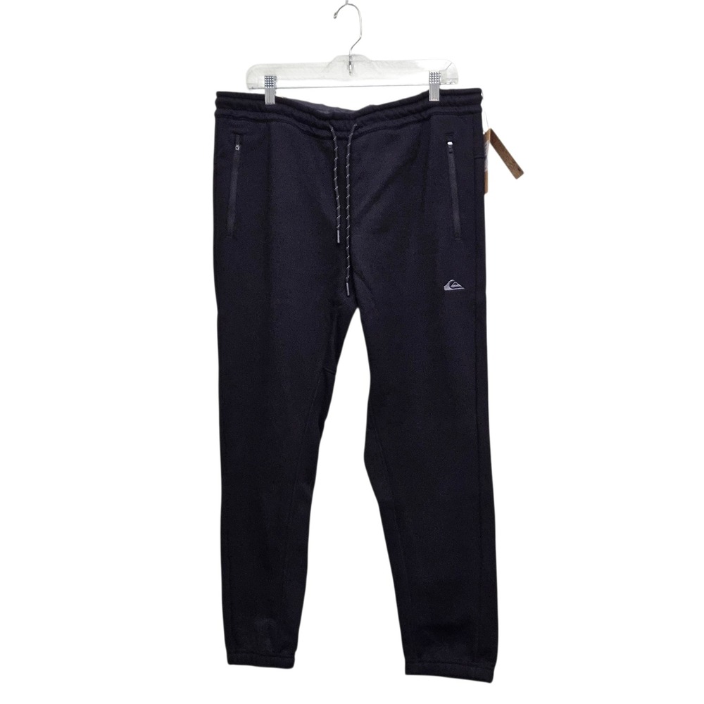 Quiksilver Jogger Pants Mens Large Black DryFlight Fleece Athletic Sweatpants